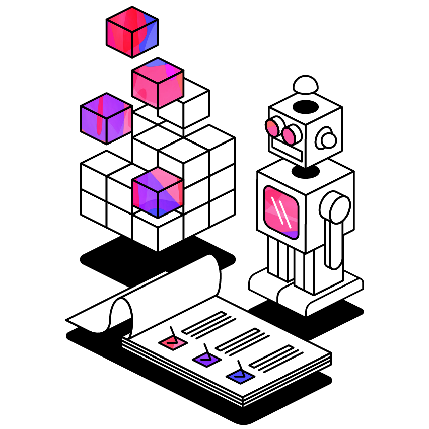To do list, robot and cube being dismantled